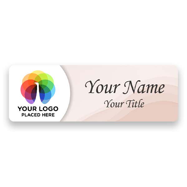 1" x 3" UV Printed Full Color Upload Your Logo Name Tag on Neutral Colored Pastel Wave Background