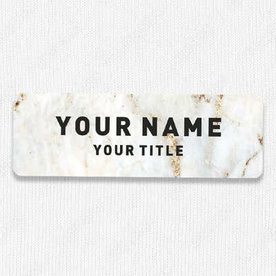 1" x 3" UV Printed Full Color Name Tag on Elegant Marble Background with Bold Custom Text - alternate view