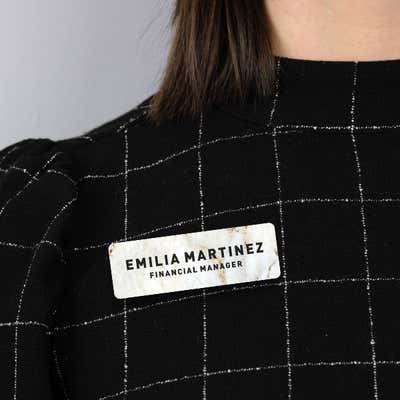 1" x 3" UV Printed Full Color Name Tag on Elegant Marble Background with Bold Custom Text - alternate view
