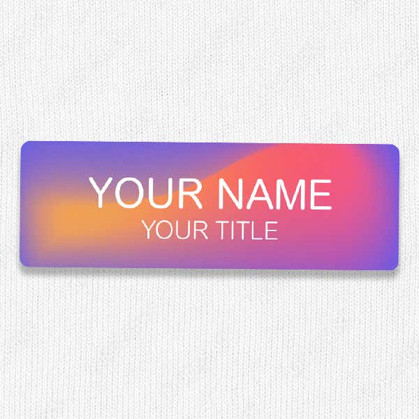 1" x 3" UV Printed Full Color Name Tag on Modern Purple Gradient Background