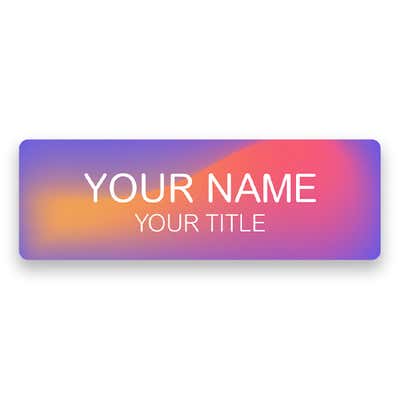 1" x 3" UV Printed Full Color Name Tag on Modern Purple Gradient Background on White Background