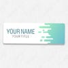 1" x 3" UV Printed Full Color Name Tag with Wave Pattern and Bold Condensed Custom Text on White Shirt