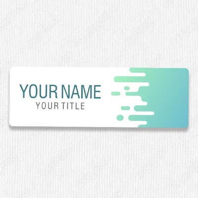 1" x 3" UV Printed Full Color Name Tag with Wave Pattern and Bold Condensed Custom Text - alternate view