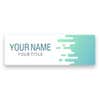 1" x 3" UV Printed Full Color Name Tag with Wave Pattern and Bold Condensed Custom Text on White Background
