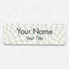 1" x 3" UV Printed Full Color Name Tag on Wave Checkered Pattern Background on White Shirt
