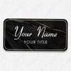 1.5" x 3" UV Printed Full Color Name Tag on Black and Marble Background on White Shirt