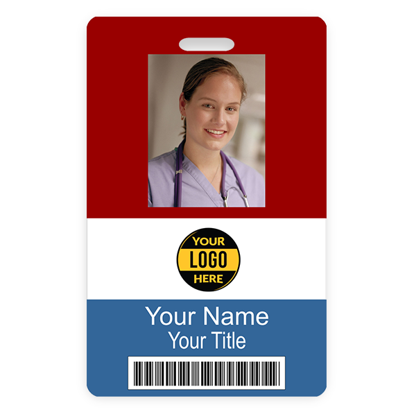 Vertical Bar Code Photo ID Badge