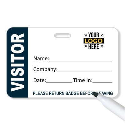 Logo Visitor Reusable Dry Erase Name Badge