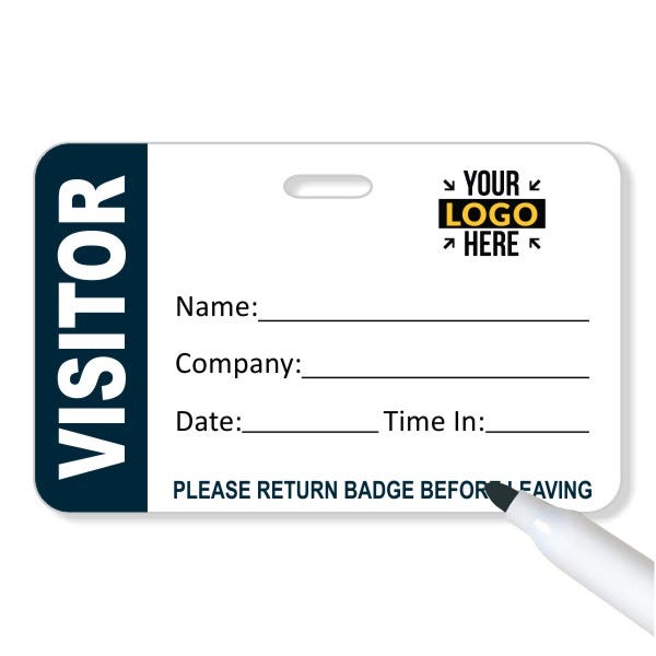 Logo Reusable Dry Erase Visitor Badge