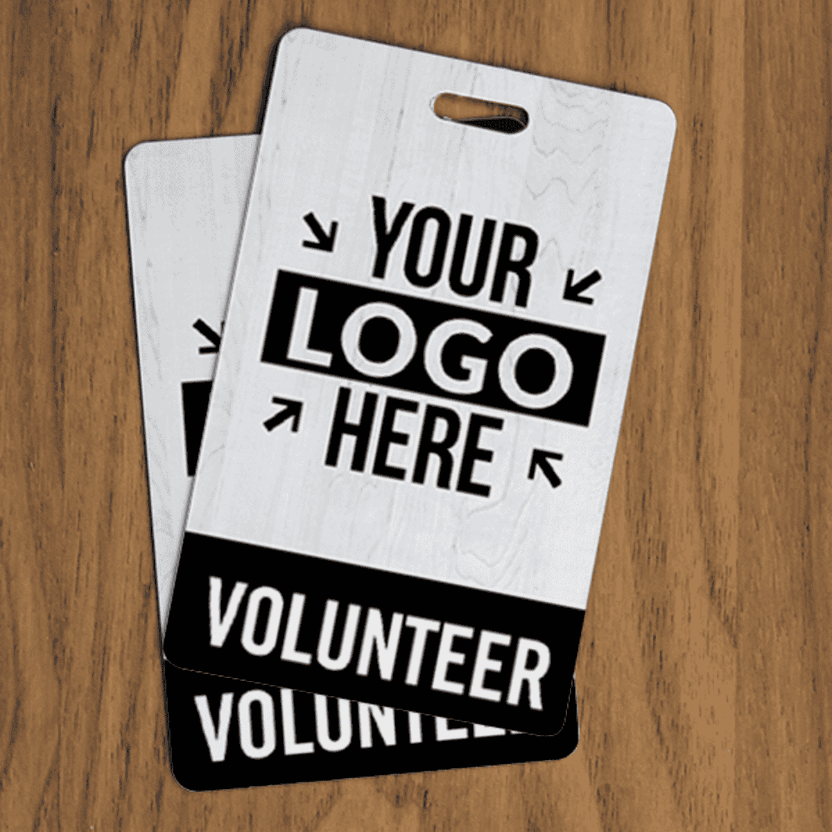 Volunteer Custom Logo Photo ID Badge lifestyle wood