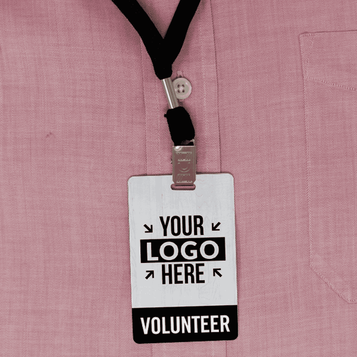 Volunteer Custom Logo Photo ID Badge- lifestyle pink
