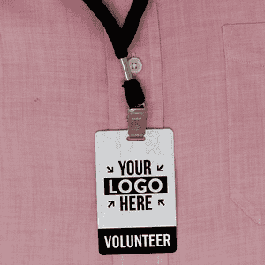 Volunteer Custom Logo Photo ID Badge- lifestyle pink