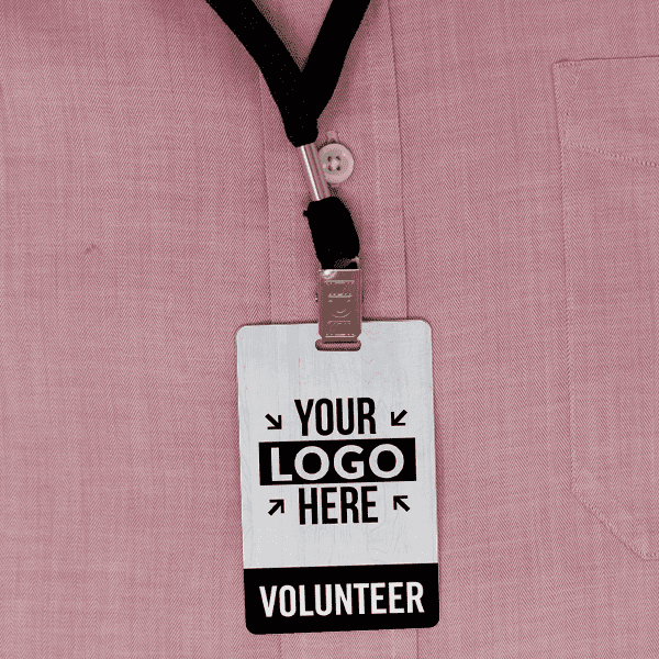 Volunteer Custom Logo Photo ID Badge- lifestyle pink