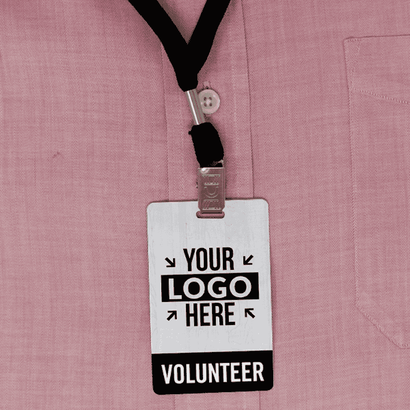 Volunteer Custom Logo Photo ID Badge- lifestyle pink