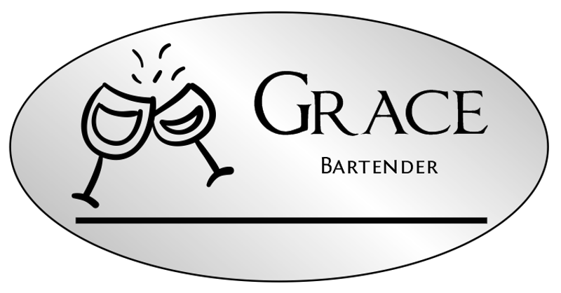Oval 2 Line Bar & Wine Name Badge B