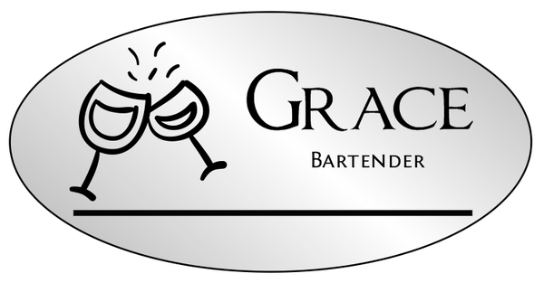 Wine Glass Oval Name Tag